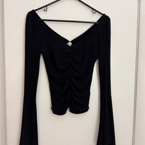 Elegant Black Ruched Women's Top